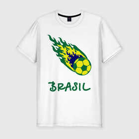 Мужская футболка премиум с принтом Brasil 2014 в Кировске, 92% хлопок, 8% лайкра | приталенный силуэт, круглый вырез ворота, длина до линии бедра, короткий рукав | бразилия