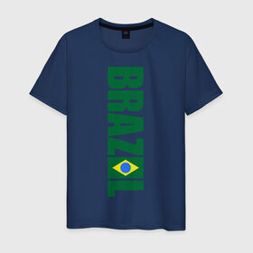 Мужская футболка хлопок с принтом Футбол Бразилия в Кировске, 100% хлопок | прямой крой, круглый вырез горловины, длина до линии бедер, слегка спущенное плечо. | бразилия