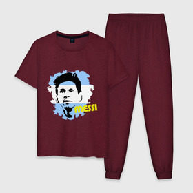 Мужская пижама хлопок с принтом Месси (Messi) в Кировске, 100% хлопок | брюки и футболка прямого кроя, без карманов, на брюках мягкая резинка на поясе и по низу штанин
 | argentina | football | lionel | messi | аргентина | футбол