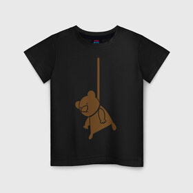 Детская футболка хлопок с принтом Мишутка суицидник в Кировске, 100% хлопок | круглый вырез горловины, полуприлегающий силуэт, длина до линии бедер | виселица | медведь | мишка | петля | суицид