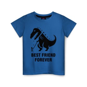 Детская футболка хлопок с принтом Годзилла Best friend в Кировске, 100% хлопок | круглый вырез горловины, полуприлегающий силуэт, длина до линии бедер | годзилла | динозавр | друг | лучший | навек | навсегда | тираннозавр