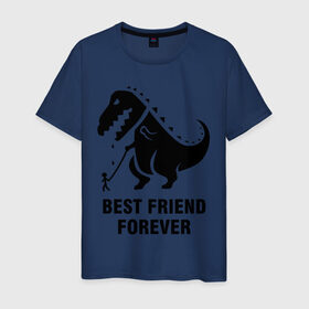 Мужская футболка хлопок с принтом Годзилла Best friend в Кировске, 100% хлопок | прямой крой, круглый вырез горловины, длина до линии бедер, слегка спущенное плечо. | Тематика изображения на принте: годзилла | динозавр | друг | лучший | навек | навсегда | тираннозавр