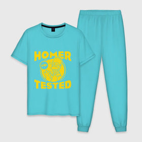 Мужская пижама хлопок с принтом Homer tested в Кировске, 100% хлопок | брюки и футболка прямого кроя, без карманов, на брюках мягкая резинка на поясе и по низу штанин
 | гомер