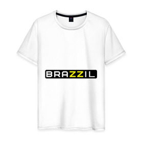 Мужская футболка хлопок с принтом Brazzil в Кировске, 100% хлопок | прямой крой, круглый вырез горловины, длина до линии бедер, слегка спущенное плечо. | brazzers | бразилия