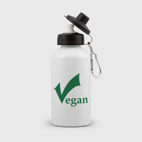 Бутылка спортивная с принтом Vegan в Кировске, металл | емкость — 500 мл, в комплекте две пластиковые крышки и карабин для крепления | vegan | vegetarian | веган | вегетарианец