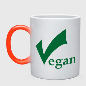 Кружка хамелеон с принтом Vegan в Кировске, керамика | меняет цвет при нагревании, емкость 330 мл | vegan | vegetarian | веган | вегетарианец