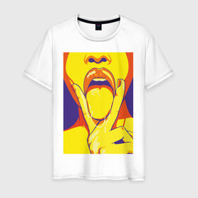 Мужская футболка хлопок с принтом V-tongue в Кировске, 100% хлопок | прямой крой, круглый вырез горловины, длина до линии бедер, слегка спущенное плечо. | 