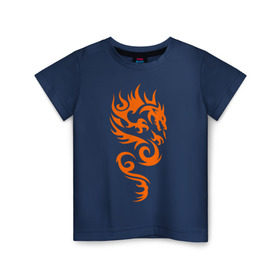 Детская футболка хлопок с принтом Пылающий дракон в Кировске, 100% хлопок | круглый вырез горловины, полуприлегающий силуэт, длина до линии бедер | 