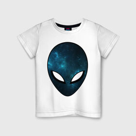 Детская футболка хлопок с принтом Инопланетный разум в Кировске, 100% хлопок | круглый вырез горловины, полуприлегающий силуэт, длина до линии бедер | Тематика изображения на принте: астронавт | галактика | голова | звезды | инопланетянин | космос | пришелец