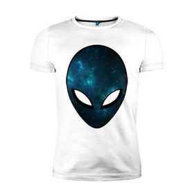 Мужская футболка премиум с принтом Инопланетный разум в Кировске, 92% хлопок, 8% лайкра | приталенный силуэт, круглый вырез ворота, длина до линии бедра, короткий рукав | астронавт | галактика | голова | звезды | инопланетянин | космос | пришелец