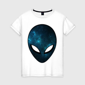 Женская футболка хлопок с принтом Инопланетный разум в Кировске, 100% хлопок | прямой крой, круглый вырез горловины, длина до линии бедер, слегка спущенное плечо | астронавт | галактика | голова | звезды | инопланетянин | космос | пришелец