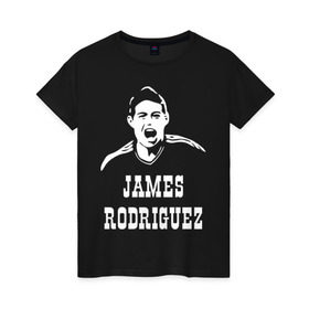 Женская футболка хлопок с принтом James Rodriguez в Кировске, 100% хлопок | прямой крой, круглый вырез горловины, длина до линии бедер, слегка спущенное плечо | columbia | football | james | rodriguez | колумбия | родригес | футбол | хамес