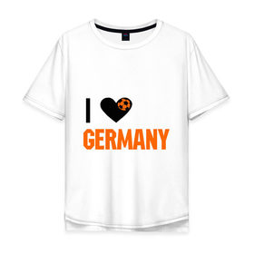 Мужская футболка хлопок Oversize с принтом I love Germany в Кировске, 100% хлопок | свободный крой, круглый ворот, “спинка” длиннее передней части | deutsch | football | germany | heart | love | германия | люблю | мяч | сердце | футбол