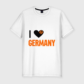 Мужская футболка премиум с принтом I love Germany в Кировске, 92% хлопок, 8% лайкра | приталенный силуэт, круглый вырез ворота, длина до линии бедра, короткий рукав | deutsch | football | germany | heart | love | германия | люблю | мяч | сердце | футбол