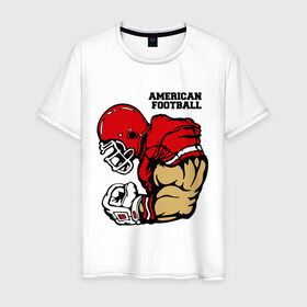 Мужская футболка хлопок с принтом Американский футбол в Кировске, 100% хлопок | прямой крой, круглый вырез горловины, длина до линии бедер, слегка спущенное плечо. | регби