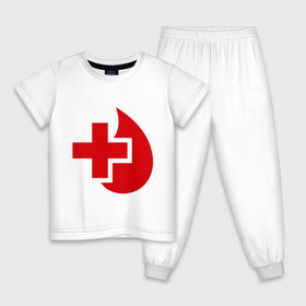 Детская пижама хлопок с принтом Донор в Кировске, 100% хлопок |  брюки и футболка прямого кроя, без карманов, на брюках мягкая резинка на поясе и по низу штанин
 | донор | красный крест | крест | кровь | медицина | сердце