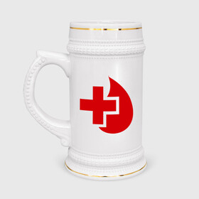 Кружка пивная с принтом Донор в Кировске,  керамика (Материал выдерживает высокую температуру, стоит избегать резкого перепада температур) |  объем 630 мл | донор | красный крест | крест | кровь | медицина | сердце