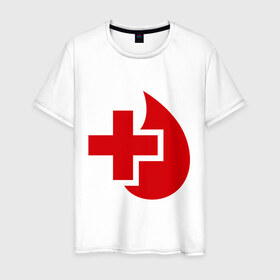Мужская футболка хлопок с принтом Донор в Кировске, 100% хлопок | прямой крой, круглый вырез горловины, длина до линии бедер, слегка спущенное плечо. | донор | красный крест | крест | кровь | медицина | сердце