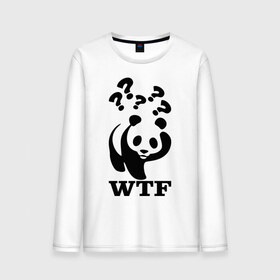 Мужской лонгслив хлопок с принтом WTF - белая панда в Кировске, 100% хлопок |  | панда