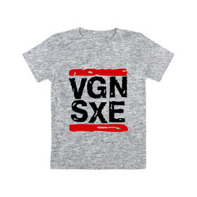 Детская футболка хлопок с принтом Vegan sXe в Кировске, 100% хлопок | круглый вырез горловины, полуприлегающий силуэт, длина до линии бедер | vegan | вегетарианец | еда