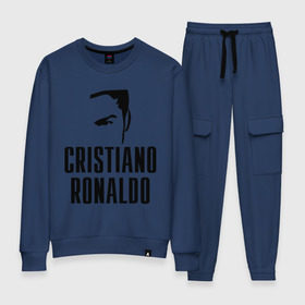 Женский костюм хлопок с принтом Cristiano Ronaldo 7 в Кировске, 100% хлопок | на свитшоте круглая горловина, мягкая резинка по низу. Брюки заужены к низу, на них два вида карманов: два 