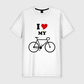 Мужская футболка премиум с принтом Я люблю велосипед в Кировске, 92% хлопок, 8% лайкра | приталенный силуэт, круглый вырез ворота, длина до линии бедра, короткий рукав | велик | велосипед | девушка | сердечко | я
