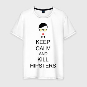 Мужская футболка хлопок с принтом Kill Hipsters в Кировске, 100% хлопок | прямой крой, круглый вырез горловины, длина до линии бедер, слегка спущенное плечо. | 
