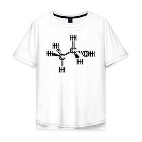 Мужская футболка хлопок Oversize с принтом Химическая формула спирт в Кировске, 100% хлопок | свободный крой, круглый ворот, “спинка” длиннее передней части | Тематика изображения на принте: спирт | формула | химия