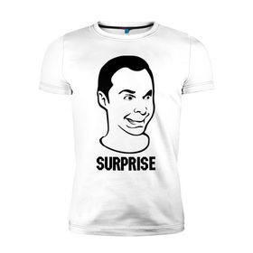 Мужская футболка премиум с принтом surprise (Sheldon) в Кировске, 92% хлопок, 8% лайкра | приталенный силуэт, круглый вырез ворота, длина до линии бедра, короткий рукав | surprise | сюрприз | теория большого взрыва