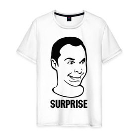 Мужская футболка хлопок с принтом surprise (Sheldon) в Кировске, 100% хлопок | прямой крой, круглый вырез горловины, длина до линии бедер, слегка спущенное плечо. | surprise | сюрприз | теория большого взрыва