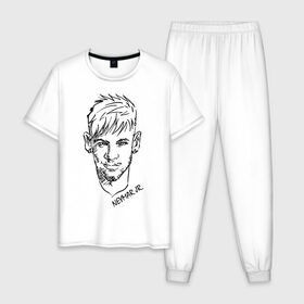 Мужская пижама хлопок с принтом Neymar Jr в Кировске, 100% хлопок | брюки и футболка прямого кроя, без карманов, на брюках мягкая резинка на поясе и по низу штанин
 | 
