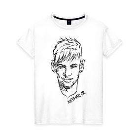 Женская футболка хлопок с принтом Neymar Jr в Кировске, 100% хлопок | прямой крой, круглый вырез горловины, длина до линии бедер, слегка спущенное плечо | 
