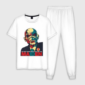 Мужская пижама хлопок с принтом Iron Maiden в Кировске, 100% хлопок | брюки и футболка прямого кроя, без карманов, на брюках мягкая резинка на поясе и по низу штанин
 | iron maiden