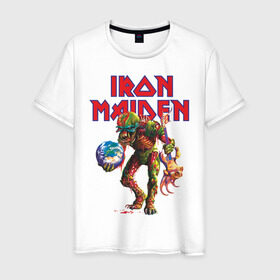 Мужская футболка хлопок с принтом Iron Maiden в Кировске, 100% хлопок | прямой крой, круглый вырез горловины, длина до линии бедер, слегка спущенное плечо. | iron maiden