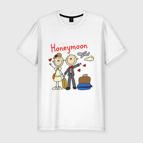 Мужская футболка премиум с принтом Медовый месяц в Кировске, 92% хлопок, 8% лайкра | приталенный силуэт, круглый вырез ворота, длина до линии бедра, короткий рукав | 