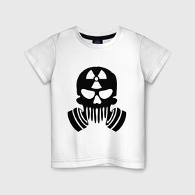 Детская футболка хлопок с принтом Радиация в Кировске, 100% хлопок | круглый вырез горловины, полуприлегающий силуэт, длина до линии бедер | Тематика изображения на принте: противогаз | радиация | респиратор | череп