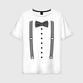 Женская футболка хлопок Oversize с принтом Галстук бабочка в полоску в Кировске, 100% хлопок | свободный крой, круглый ворот, спущенный рукав, длина до линии бедер
 | бабочка