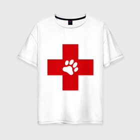 Женская футболка хлопок Oversize с принтом Ветеринар в Кировске, 100% хлопок | свободный крой, круглый ворот, спущенный рукав, длина до линии бедер
 | ветеринар | врач | доктор | красный | крест
