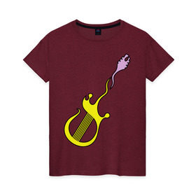 Женская футболка хлопок с принтом Стильная гитара в Кировске, 100% хлопок | прямой крой, круглый вырез горловины, длина до линии бедер, слегка спущенное плечо | гитара