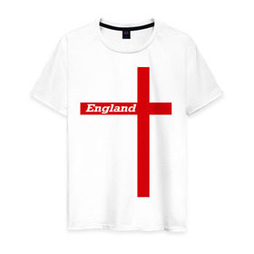 Мужская футболка хлопок с принтом Сборная Англии в Кировске, 100% хлопок | прямой крой, круглый вырез горловины, длина до линии бедер, слегка спущенное плечо. | england | англия | сборная | флаг | футбол
