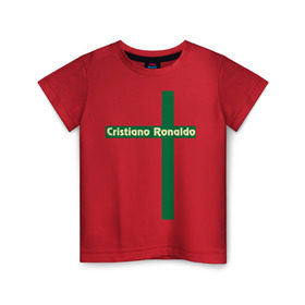 Детская футболка хлопок с принтом Cristiano Ronaldo в Кировске, 100% хлопок | круглый вырез горловины, полуприлегающий силуэт, длина до линии бедер | cristiano | ronaldo | криштиану | мадрид | реал | роналду | сборная | флаг | футбол