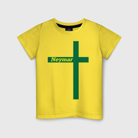 Детская футболка хлопок с принтом Neymar в Кировске, 100% хлопок | круглый вырез горловины, полуприлегающий силуэт, длина до линии бедер | Тематика изображения на принте: бразилия | неймар