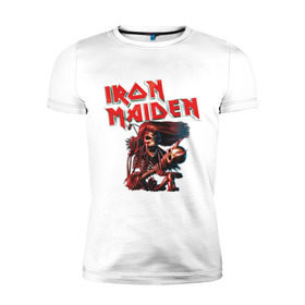 Мужская футболка премиум с принтом Iron Maiden в Кировске, 92% хлопок, 8% лайкра | приталенный силуэт, круглый вырез ворота, длина до линии бедра, короткий рукав | гитара | скелет