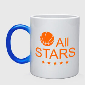 Кружка хамелеон с принтом All stars (баскетбол) в Кировске, керамика | меняет цвет при нагревании, емкость 330 мл | basketball | все | звезды | мяч