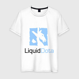 Мужская футболка хлопок с принтом Liquid Dota в Кировске, 100% хлопок | прямой крой, круглый вырез горловины, длина до линии бедер, слегка спущенное плечо. | dota | liquid | logo | дота | логотип