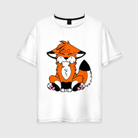 Женская футболка хлопок Oversize с принтом Лисичка в Кировске, 100% хлопок | свободный крой, круглый ворот, спущенный рукав, длина до линии бедер
 | животное | лис | лисичка | рыжая