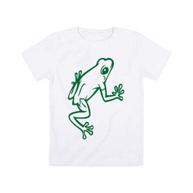 Детская футболка хлопок с принтом Лягушка в Кировске, 100% хлопок | круглый вырез горловины, полуприлегающий силуэт, длина до линии бедер | Тематика изображения на принте: жаба | лягушка