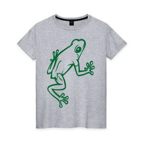 Женская футболка хлопок с принтом Лягушка в Кировске, 100% хлопок | прямой крой, круглый вырез горловины, длина до линии бедер, слегка спущенное плечо | жаба | лягушка