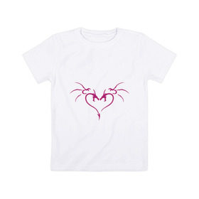 Детская футболка хлопок с принтом Сердце (два дракона) в Кировске, 100% хлопок | круглый вырез горловины, полуприлегающий силуэт, длина до линии бедер | 