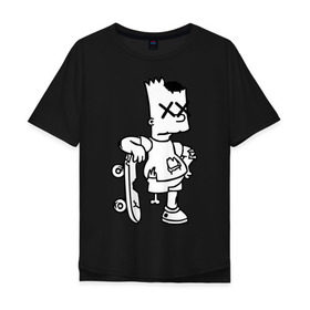 Мужская футболка хлопок Oversize с принтом Bart Simpsons zombie в Кировске, 100% хлопок | свободный крой, круглый ворот, “спинка” длиннее передней части | bart | bart simpsons zombie | кино